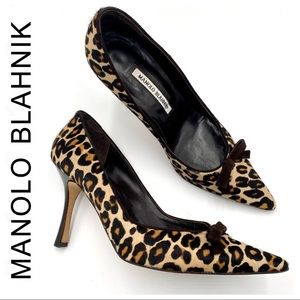 Manolo Blahnik | Leopard Print Mid Heel Pump